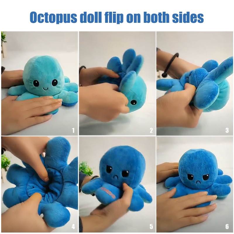 Reversible Plush Octopus Stuffed Toy